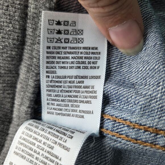 American Eagle Jacket Womens XL Denim Hooded Cropped Trucker Casual Retro - Picture 6 of 7